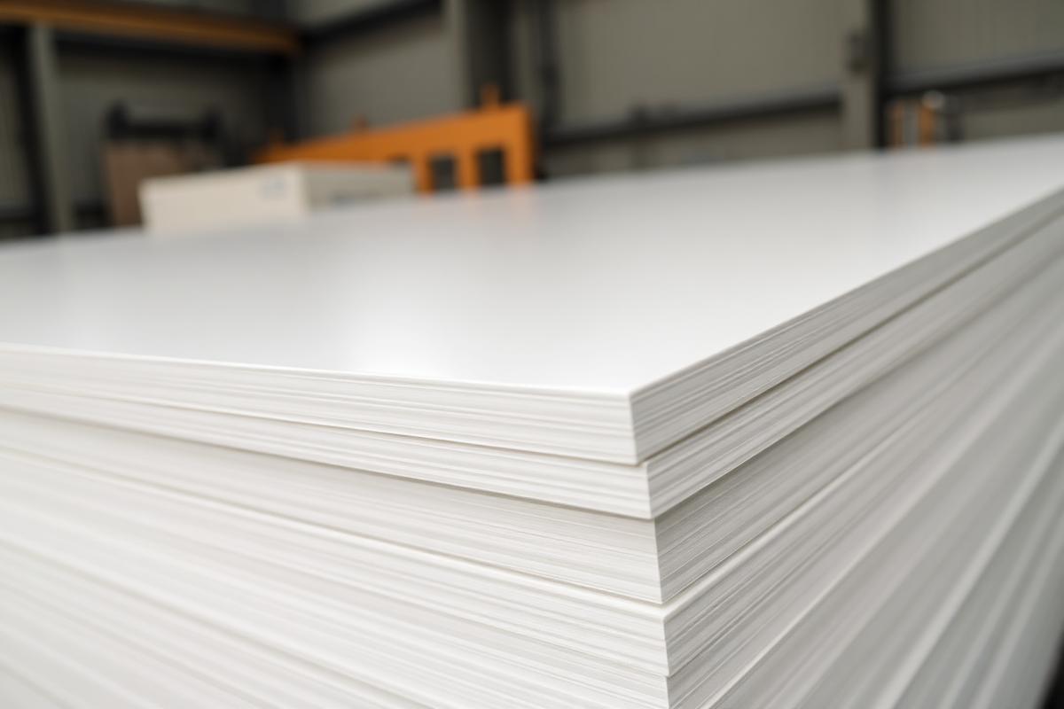 Close-up of cleanly fabricated solid HDPE sheet with straight edges