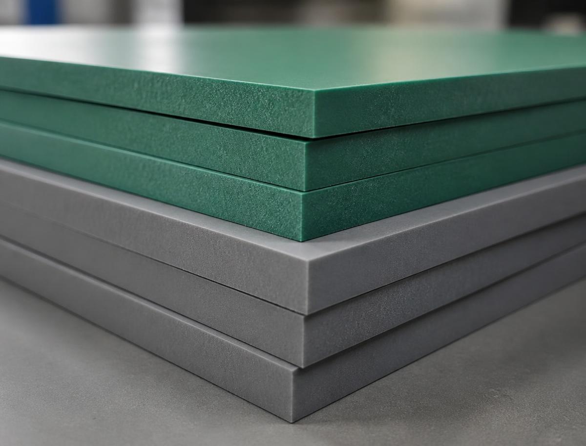 Stacked sheets of solid-wall HDPE sheet stock